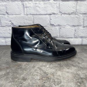 Nicola Benson 'Black' Men's Patent Leather Chukka Boots Shoes Sz US 10.5 /EU 44